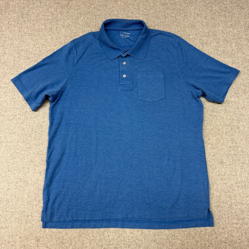 Croft & Barrow Polo Shirt Large Blue Easy Care Short Sleeve Chest Pocket Casual